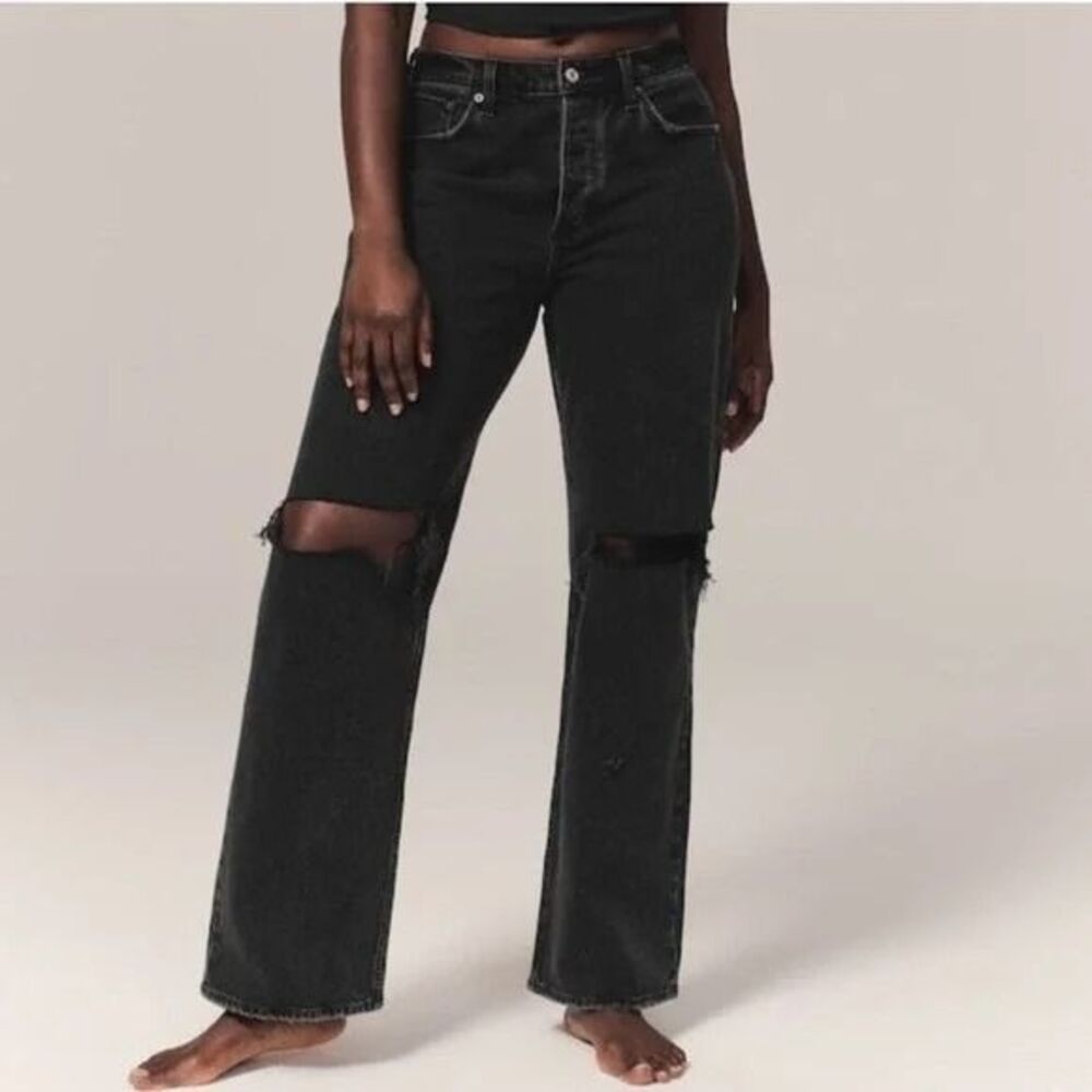 Abercrombie & Fitch Jeans Women's Size 28/6 The '90s Baggy Low Rise Black Denim